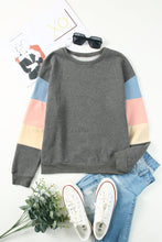 将图片加载到图库查看器，Gray Colorblock Long Sleeve Pullover Sweatshirt
