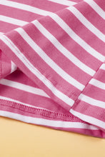 将图片加载到图库查看器，Pink Stripe Butterfly Sleeve V Neck Hollowed Knot Back T Shirt
