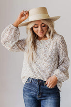 将图片加载到图库查看器，Leopard Crew Neck Long Sleeve Blouse
