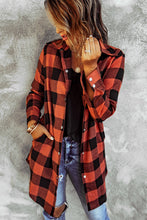 将图片加载到图库查看器，Brown Turn-down Collar Plaid Shirt Coat
