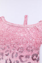 Load image into Gallery viewer, Pink Leopard Patchwork One Shoulder Long Sleeve Top
