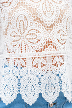 将图片加载到图库查看器，Oatmeal Bohemian Macrame Lace Crochet Half Sleeve Blouse
