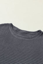 将图片加载到图库查看器，Gray Waffle Knit High Slits Oversized Top
