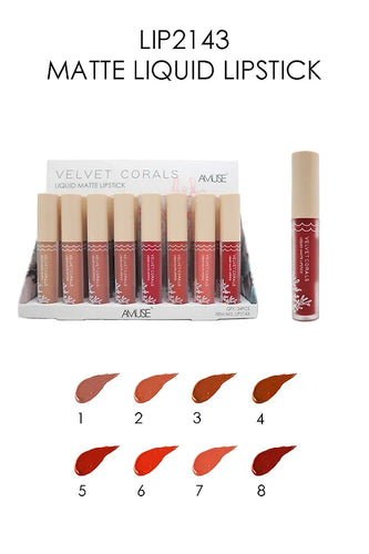 Discover the smooth, luxurious feel of AMUSE Velvet Corals Liquid Matte Lipsticks. With 24 stunning shades to choose from, these lipsticks provide a long-lasting, matte finish that will keep your lips looking flawless. Made with high-quality ingredients, these liquid lipsticks are a must-have in any makeup collection. the best price and deal w/ bonitawholesale.com