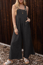 将图片加载到图库查看器，Black Striped Pleated Wide Leg Pocketed Jumpsuit
