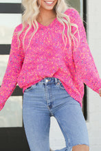 将图片加载到图库查看器，Dark Pink Colorful Spots Knitted V Neck Casual Sweater
