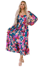 Load image into Gallery viewer, Multicolour Floral Print Square Neck Ruffled High Waist Dress
