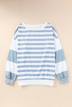 Load image into Gallery viewer, Stripe Drop Shoulder Striped Pullover Sweatshirt
