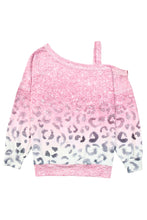 Load image into Gallery viewer, Pink Leopard Patchwork One Shoulder Long Sleeve Top
