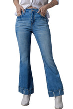 Load image into Gallery viewer, Sky Blue Slight Distressed Medium Wash Flare Jeans
