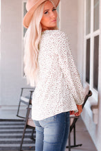 将图片加载到图库查看器，Leopard Crew Neck Long Sleeve Blouse
