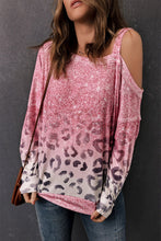 Load image into Gallery viewer, Pink Leopard Patchwork One Shoulder Long Sleeve Top
