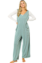 Load image into Gallery viewer, Moonlight Jade Corded Tie Straps V Neck Wide Leg Jumpsuit
