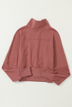 Load image into Gallery viewer, Brown Fleece Lined Zip Up Stand Collar Thumbhole Sleeve Sweatshirt
