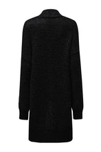 将图片加载到图库查看器，Black Plaid Knitted Long Open Front Cardigan
