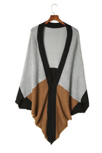 将图片加载到图库查看器，Brown Neutral Colorblock Drapey Cardigan
