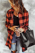 将图片加载到图库查看器，Brown Turn-down Collar Plaid Shirt Coat
