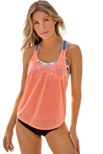 将图片加载到图库查看器，Orange Printed Splicing Racerback Tankini
