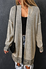 将图片加载到图库查看器，Black Plaid Knitted Long Open Front Cardigan
