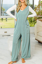 Load image into Gallery viewer, Moonlight Jade Corded Tie Straps V Neck Wide Leg Jumpsuit
