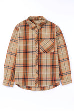 Load image into Gallery viewer, Orange Plaid Pocket Buttoned Long Sleeve Shirt
