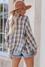 Load image into Gallery viewer, Plaid Pattern Asymmetric Buttons Shirt
