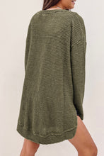 将图片加载到图库查看器，Gray Waffle Knit High Slits Oversized Top
