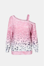 Load image into Gallery viewer, Pink Leopard Patchwork One Shoulder Long Sleeve Top
