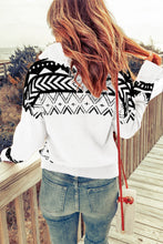 Load image into Gallery viewer, White Geometry Knit Quarter Zip Sweater
