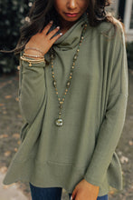 Load image into Gallery viewer, Jungle Green Cowl Neck Shift Tunic Top
