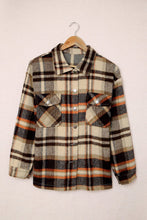 将图片加载到图库查看器，Geometric Plaid Print Pocketed Shacket
