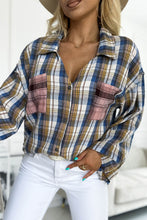 Load image into Gallery viewer, Plaid Pattern Asymmetric Buttons Shirt
