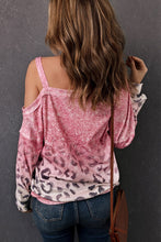 Load image into Gallery viewer, Pink Leopard Patchwork One Shoulder Long Sleeve Top
