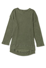 将图片加载到图库查看器，Gray Waffle Knit High Slits Oversized Top
