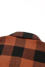 将图片加载到图库查看器，Brown Turn-down Collar Plaid Shirt Coat
