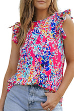 Load image into Gallery viewer, Rose Floral Print Tank Top with Ruffles
