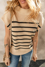 Load image into Gallery viewer, Parchment Striped Ribbed Knit High Neck Sweater
