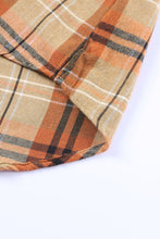 Load image into Gallery viewer, Orange Plaid Pocket Buttoned Long Sleeve Shirt
