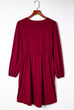 将图片加载到图库查看器，Fiery Red Button Up High Waist Long Sleeve Dress
