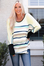 Load image into Gallery viewer, Multicolor Striped Color Block Loose Fit Long Sleeve Top
