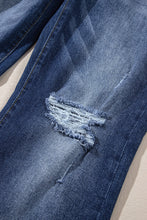 Load image into Gallery viewer, Sky Blue Button Fly Ripped High Waist Flare Jeans
