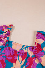 Load image into Gallery viewer, Multicolour Floral Print Square Neck Ruffled High Waist Dress
