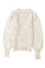 将图片加载到图库查看器，Beige Colorful Confetti Dots Cable Knit Crew Neck Sweater
