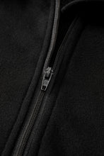 将图片加载到图库查看器，Black Fleece Lined Zip Up Stand Collar Thumbhole Sleeve Sweatshirt
