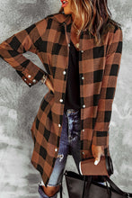 将图片加载到图库查看器，Brown Turn-down Collar Plaid Shirt Coat
