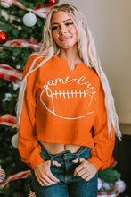 Load image into Gallery viewer, Orange Game Day Lettering Rugby Football Notched Neck Sweatshirt
