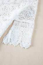 将图片加载到图库查看器，Oatmeal Bohemian Macrame Lace Crochet Half Sleeve Blouse
