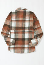 将图片加载到图库查看器，Brown Plaid Flap Pockets Shacket
