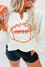 Load image into Gallery viewer, White Game Day Lettering Rugby Football Notched Neck Sweatshirt
