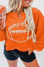 Load image into Gallery viewer, Orange Game Day Lettering Rugby Football Notched Neck Sweatshirt
